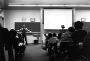 Priestley Award recipient Arno Penzias in a class, 1989