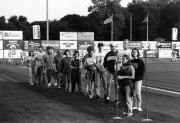 Poetry recitation at baseball game, 1996
