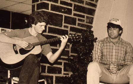 Student plays the guitar, c.1983