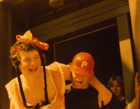 Students laugh while in costume, c.1983