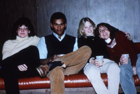 Group smiles for photo, c.1986