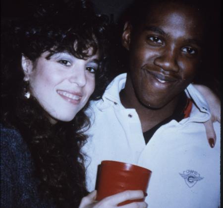 Two students smile, c.1986