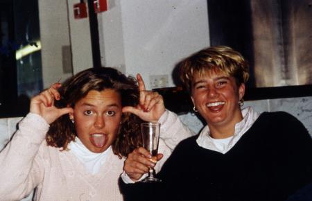 Two students pose for the camera, c.1994