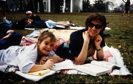 Several students study outside, c.1995