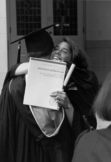 Students celebrate after Commencement, 1990