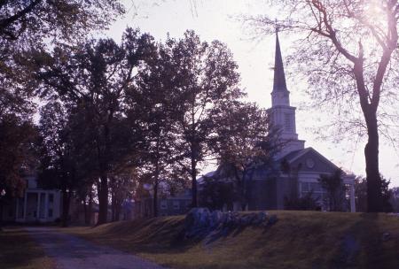 Baird Biology Building and Allison Methodist Church, c.1960