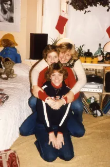 Three friends smile, c.1984