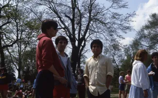 Friends outside, c.1984