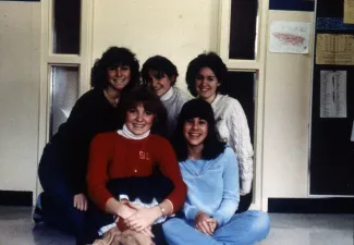 Five students take a picture, c.1985