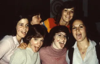 Rolling Stones fans take a picture, c.1985