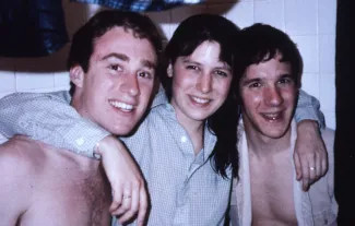 Students smile for photo, c.1986