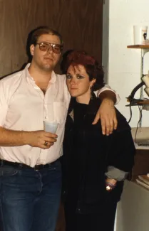 Two students pose for photo, c.1987