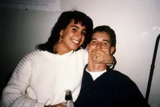 Two students joke around, c.1990