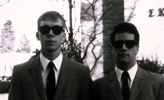 Two students wear sunglasses, 1987