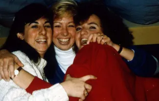 Three friends laugh, c.1991