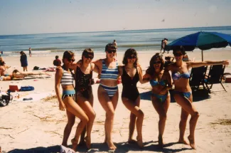 Group photo at the beach, c.1992