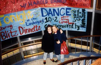 Students in the HUB stairwell, c.1995