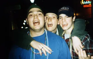 Three friends sing, c.1995