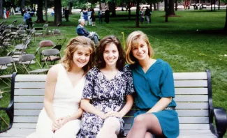 Students sit in the Academic quad, c.1995