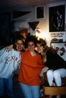 Three girls hang out in a dorm, c.1995