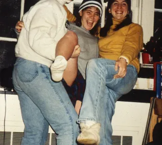 Three students take a silly photo, c.1996