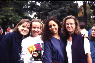 Friends pose, c.1996