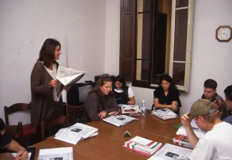 Students study in the Dickinson Center, 1996