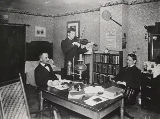 Dorm room in West College, c.1890