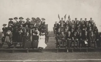 Class of 1913 in bleachers, 1909