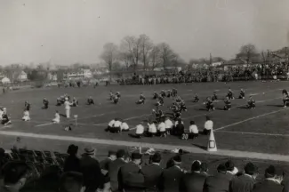 Band at Homecoming game, 1952