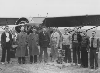 32nd College Training Detachment by an airplane, 1944