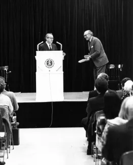 Mauricio Lasansky accepts the Arts Award, 1974