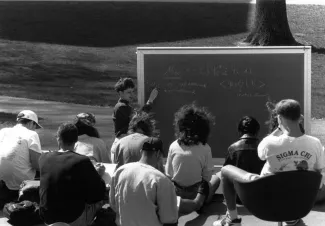 Chemistry class outside, 1991