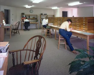 Weiss Center slide library, c.1985