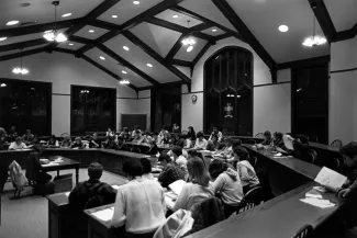 Class in the Union Philosophical Society Hall, c.1985