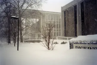 Waidner-Spahr Library covered in snow, 2003