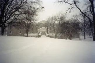 Morgan Hall covered in snow, 2003