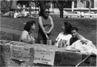 African American Society & Latin American Club table, 1990