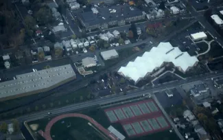 Aerial view of campus athletic facilities, 1993