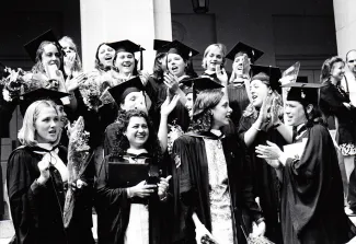 Delta Nu sisters at Commencement, 1997