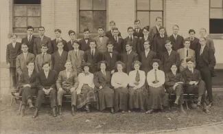 Prep School Class of 1910 outside Conway Hall, c.1910