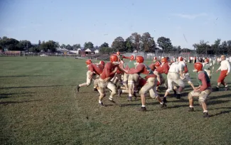 Football practice, 1958