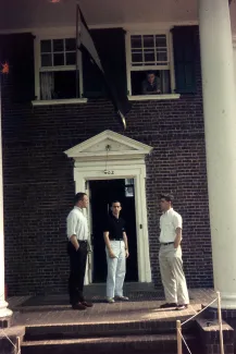 Students on Beta Theta Pi porch, 1959