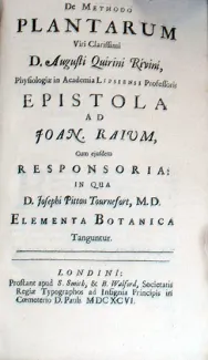 De Methodo Plantarum…Epistola ad Joan. Raium, Cum ejusdem...