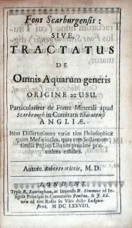 Fons Scarburgensis: Sive, Tractatus De Omnis Aquarum generis Origine ac Usu