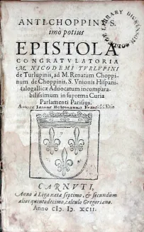 Anti-Choppinvs. imò potius Epistola Congratvlatoria M. Nicodemi...