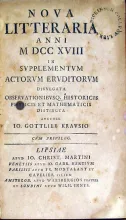 Nova Litteraria Anni M DCC XVIII (-M DCC XXI) In Svpplementvm Actorvm...