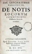De Notis Locorvm Commvnibvs Historiae sacrae & exoticae