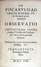 De Vocabvlis Ad Geographiam Ivris Romani pertinentibus Observatio