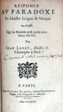 Responce Av Paradoxe De Maistre Iacques de Marque...